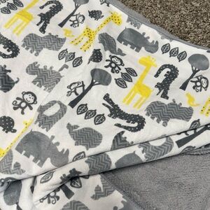 Circo Gray and Yellow Animal Print Blanket - NWOT